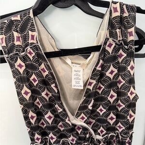Max Studio Black and Purple Patterned Top
